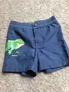 GAP Navy Swim Trunks with Green Frog Print 12-18M